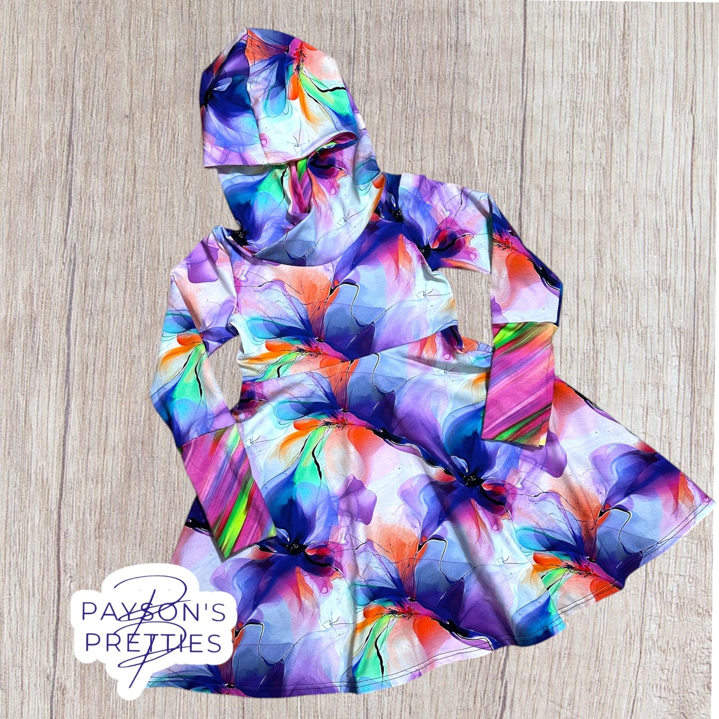 Watercolor Floral - READY to SHIP; Style: grow with me with hoodie; Size: 3-6 grow with me