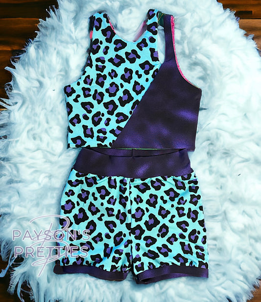 REVERSIBLE CHEETAH TOP coordinate shorts (2)